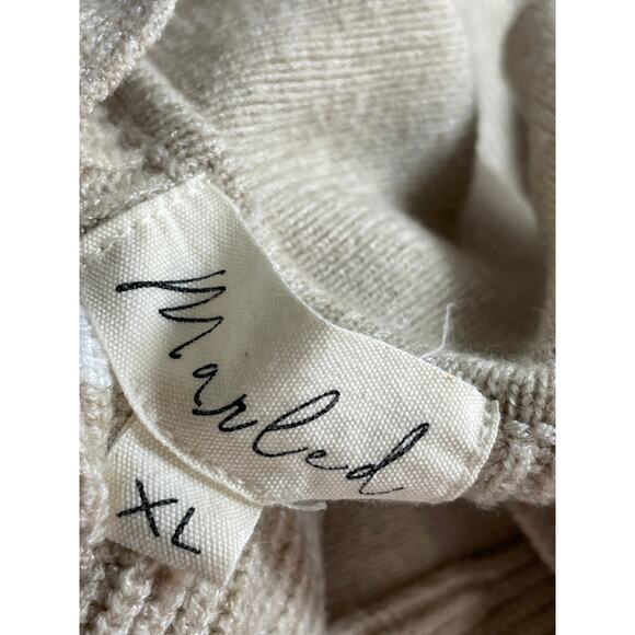 Marled Women's Beige White Striped Collared Long Sleeve Crop Polo Sweater Top XL - Picture 5 of 6